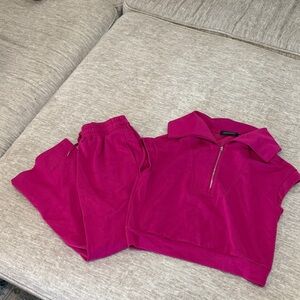 Pink Zip-Up Top and Joggers Set